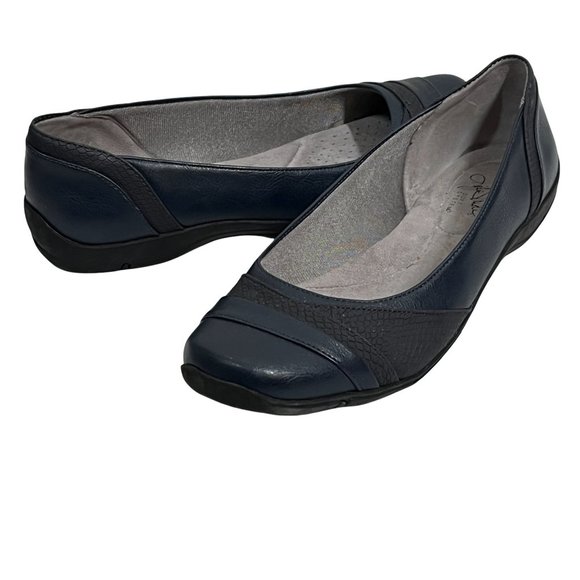 Life Stride Shoes - LifeStride Womens Shoes Size 8.5 Solid Blue Faux Leather Comfort Cushion Flats